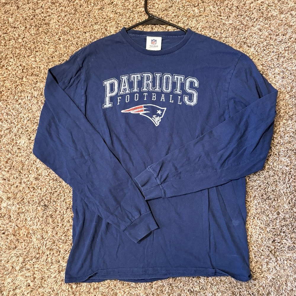 NFL Team Apparel New England Patriots Blue Long Sleeve Shirt Mens Medium